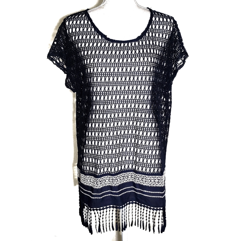Maurices Navy Crochet Knit Coverup Overlay Top